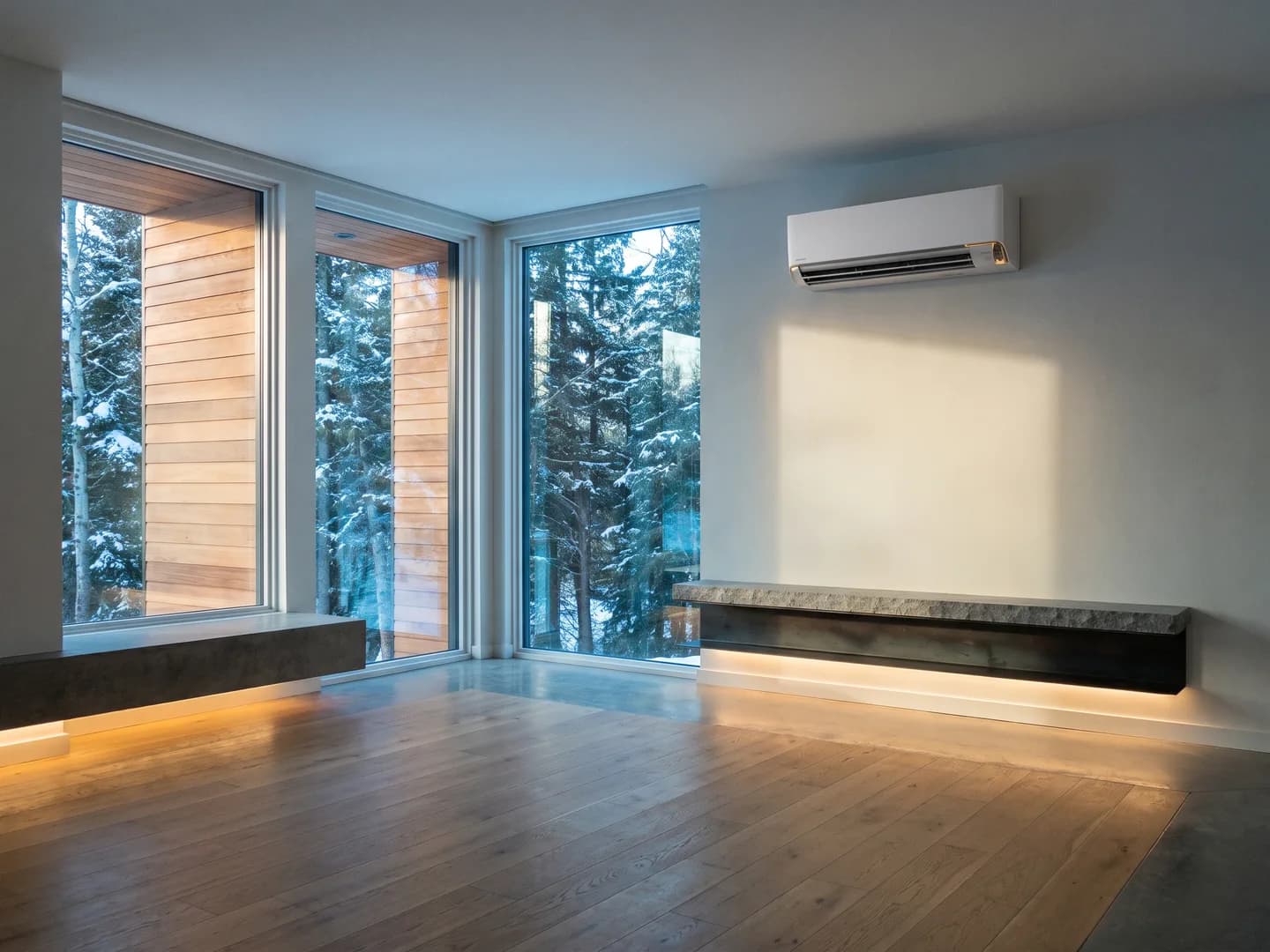 A cold-climate heat pump outside a New Hampshire home