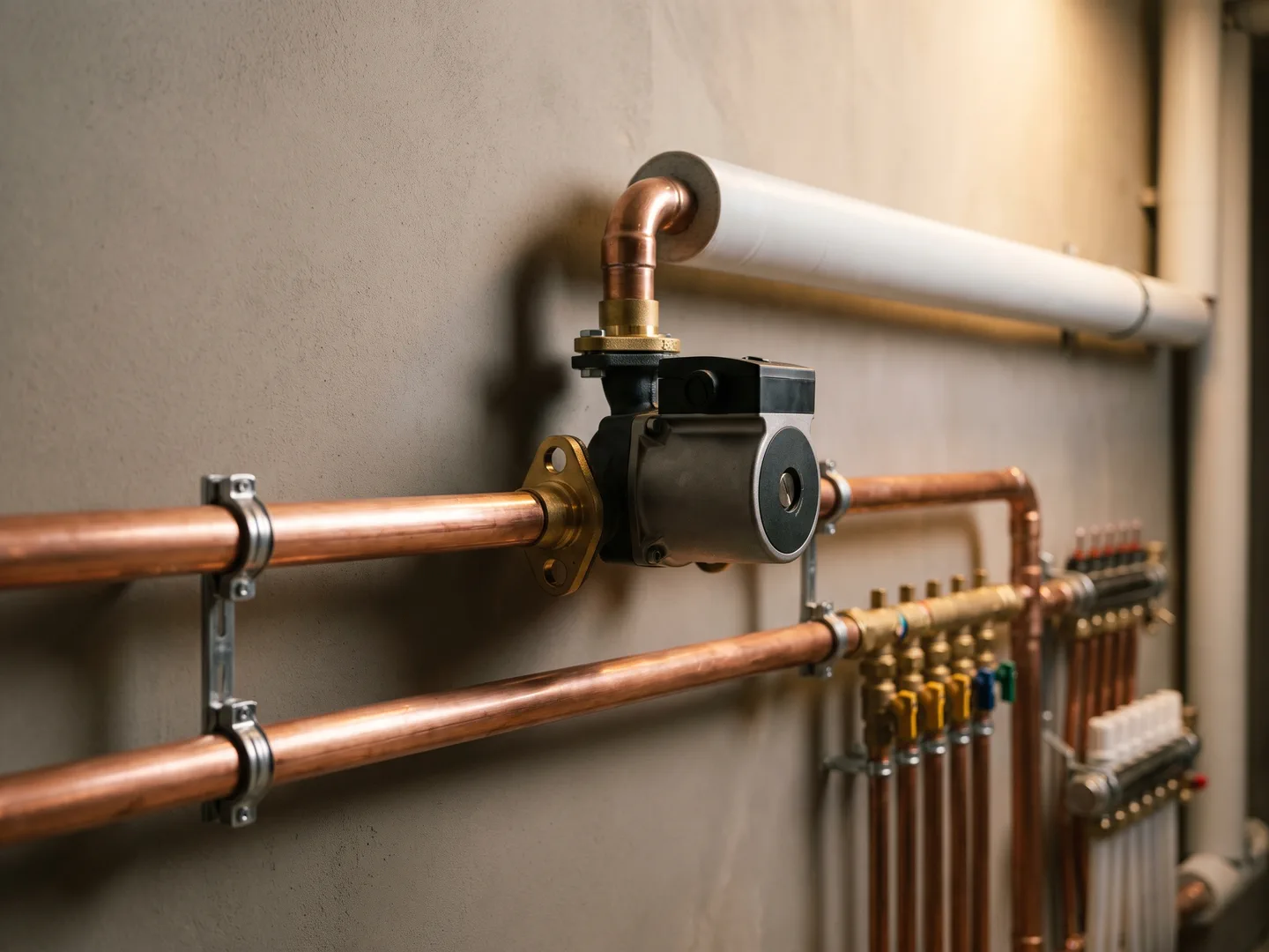 A tidy hydronic heating manifold