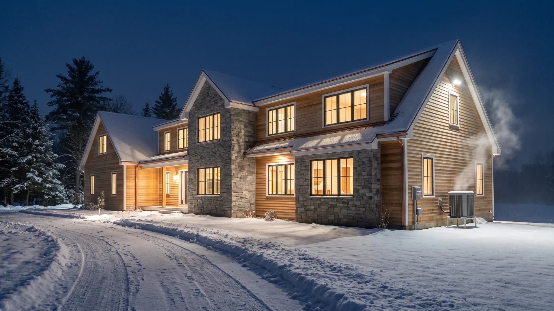 A New Hampshire home during a winter cold spell